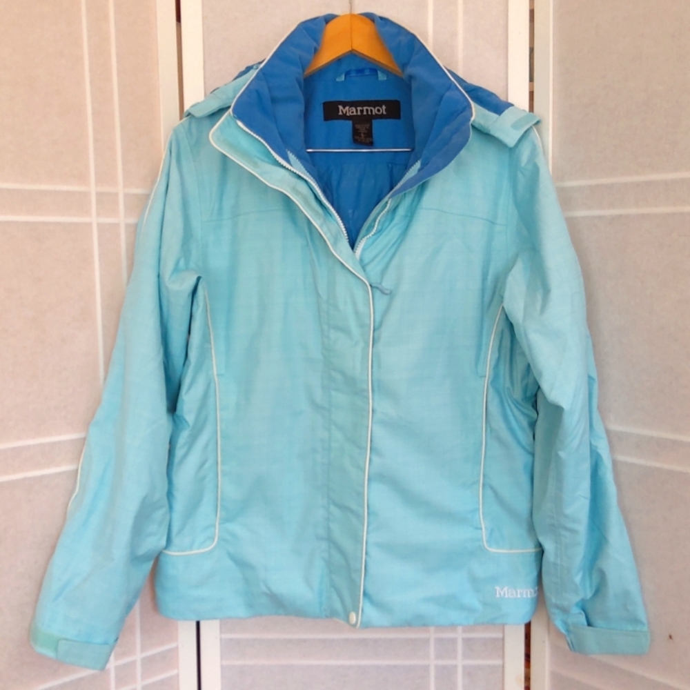 MARMOT  blue hooded ski snow jacket